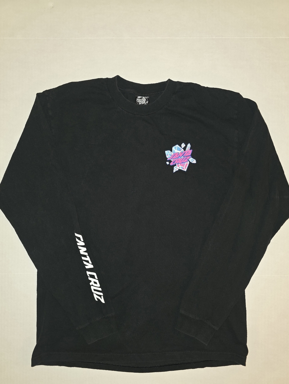 Santa Cruz Screaming Hand Crystal Geometric Long Sleeve T-Shirt - Black - Large